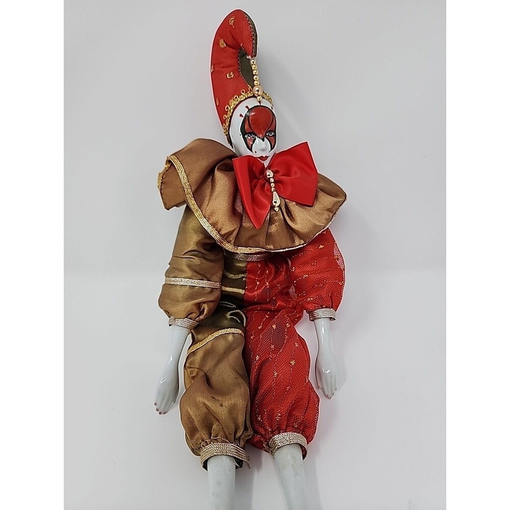 vintage harlequin jester clown porcelain doll
